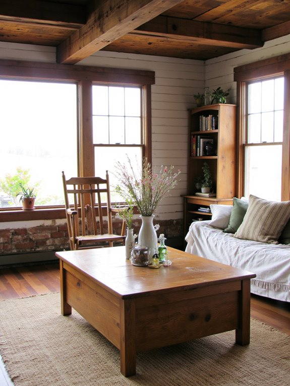rustic wood accents enhance warmth