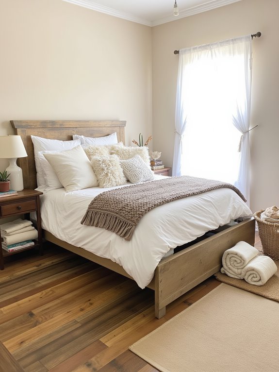 serene neutral farmhouse bedroom