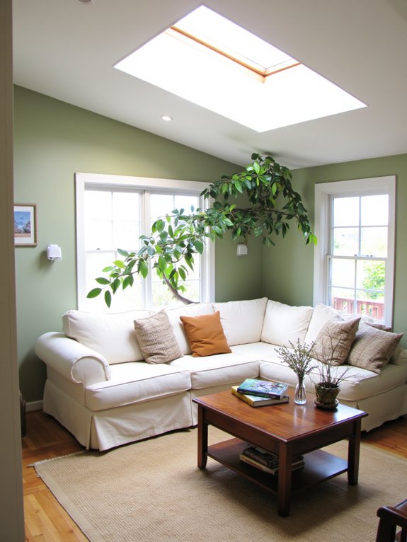 skylights enhance bright decor