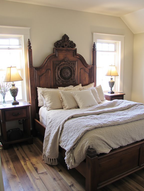 statement headboard enhances ambiance