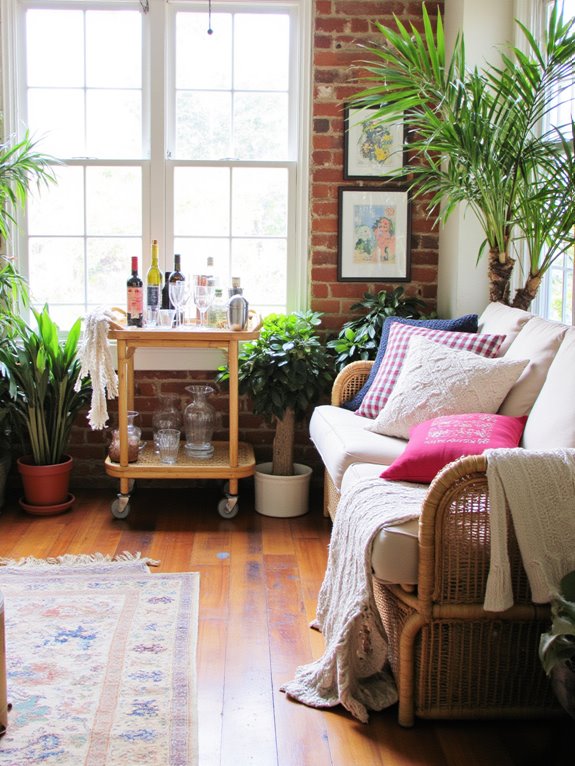 stylish bar cart entertaining guests