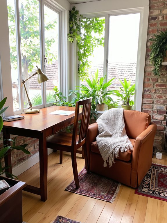 stylish sunroom workspace setup