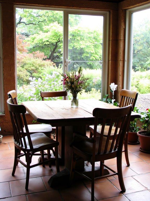 sunroom dining with nature