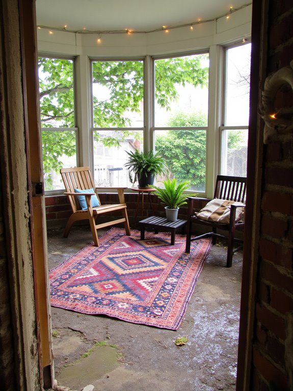 transform sunroom with rugs