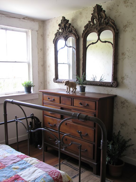 vintage mirrors add depth