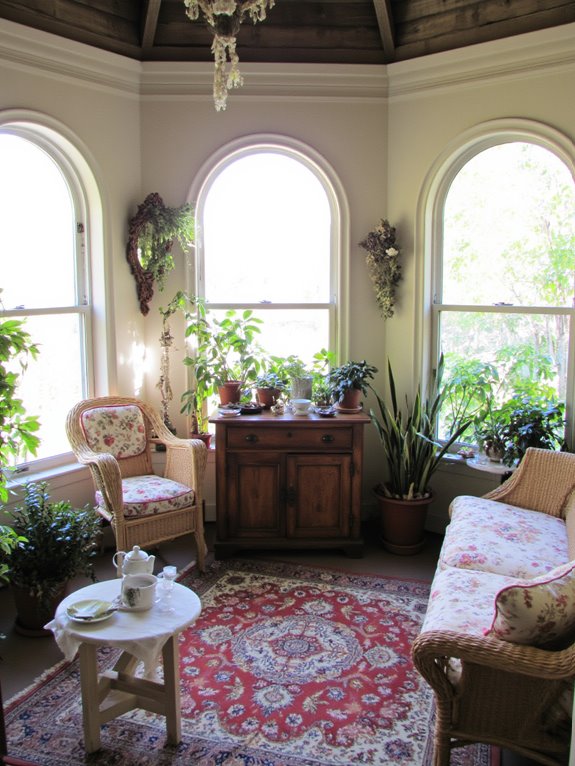 vintage wicker sunroom retreat