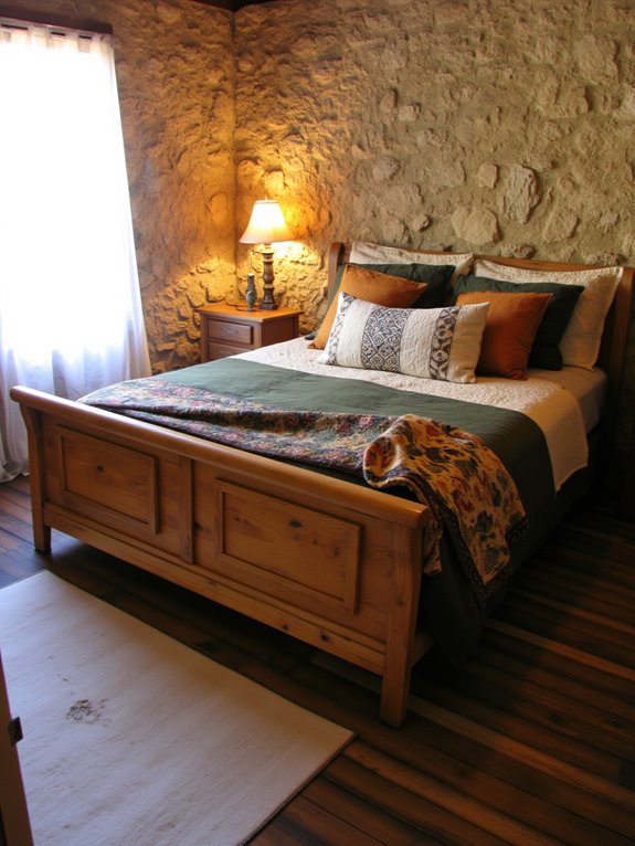 warm wooden bed frames