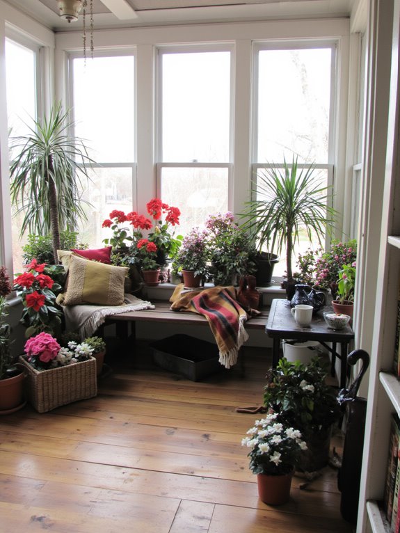 winter garden with blooms