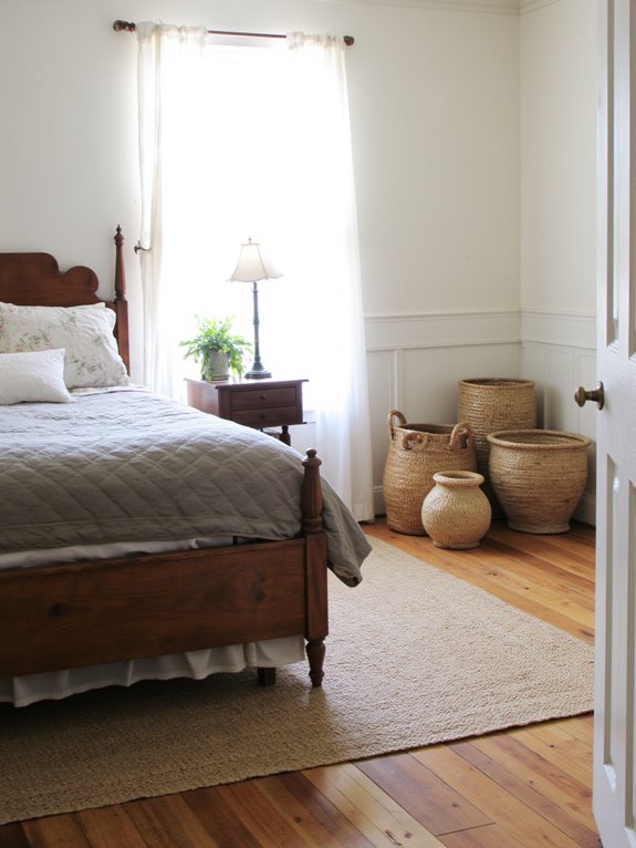 woven baskets enhance decor