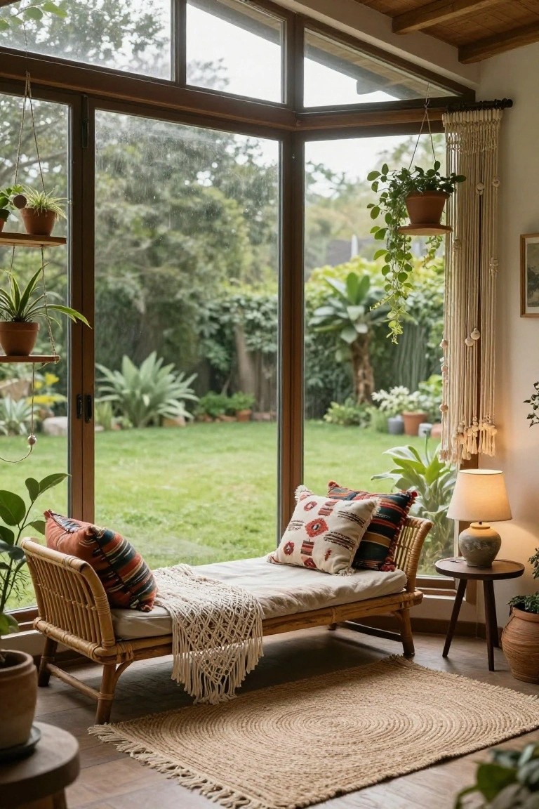 Rattan Daybed for Sunroom Lounging