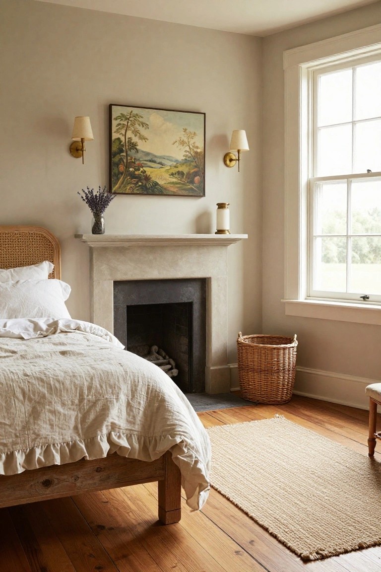 Rattan Headboard for Country Bedroom Coziness