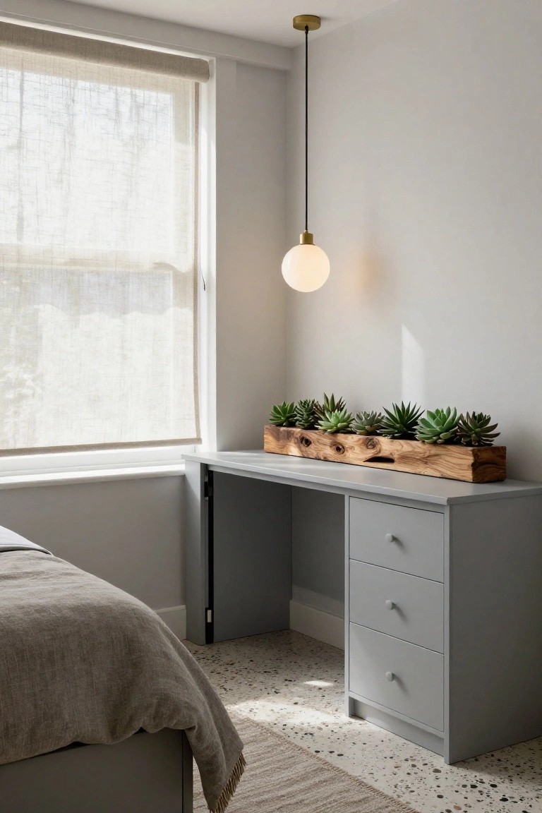 Wooden Succulent Trough on the Desk