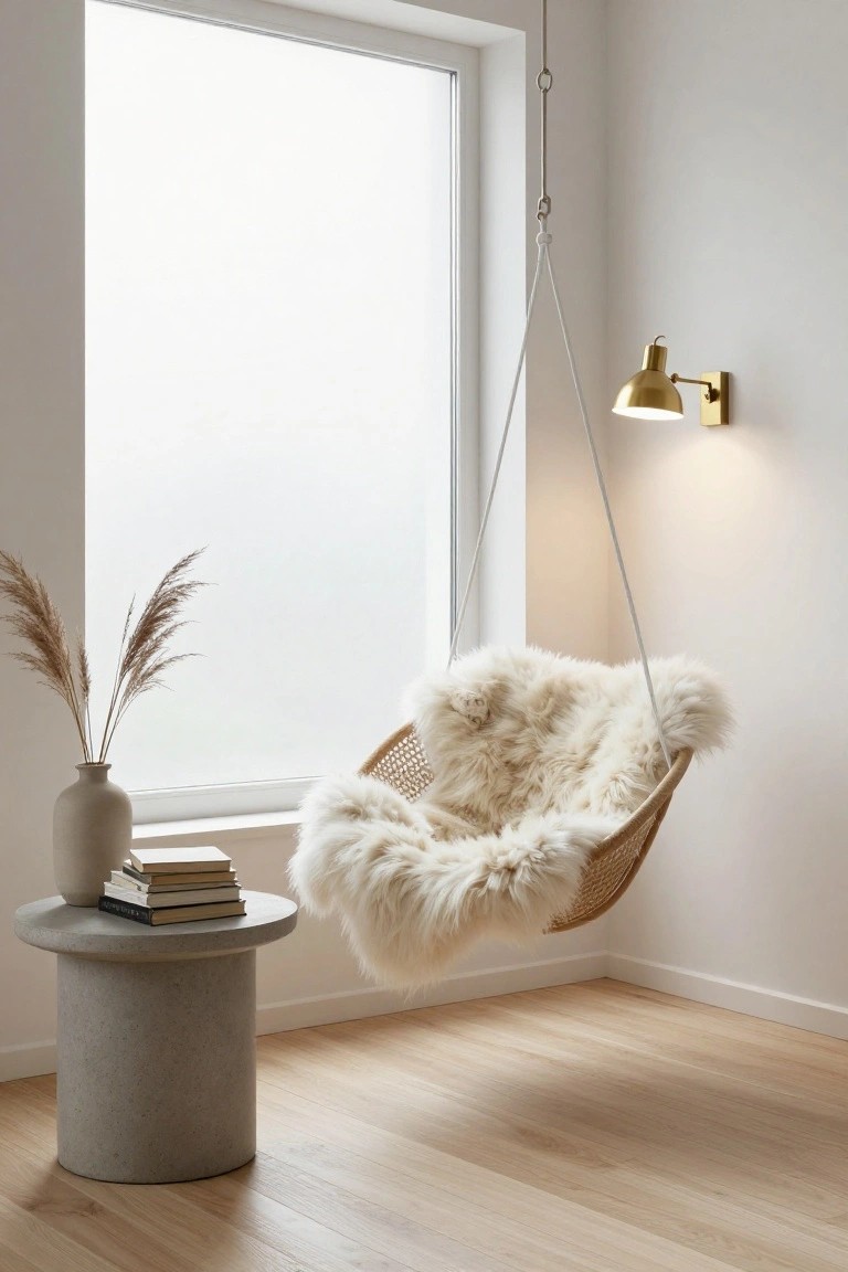 Cozy Hanging Chair Reading Nook