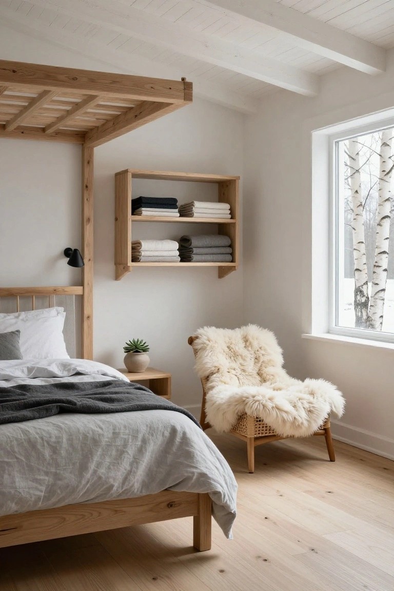 Rustic Wooden Canopy Bed Frame