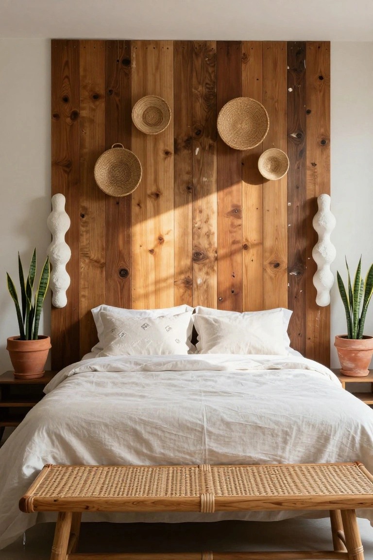Rustic Wood Plank Headboard