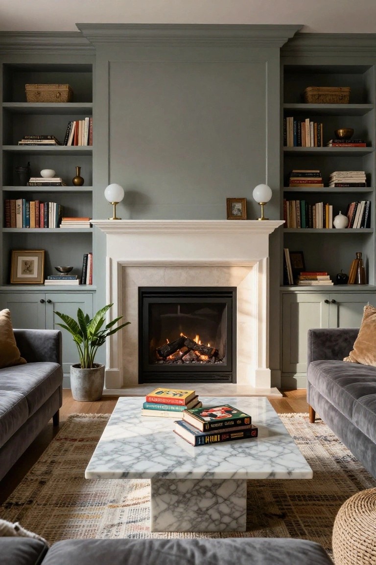 Tall Plant Next to the Fireplace