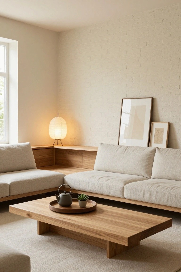 Low Sofas with Built-In Wood Storage