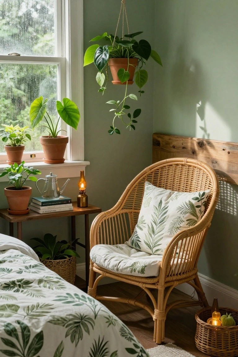 Plant-Filled Bedroom Corner