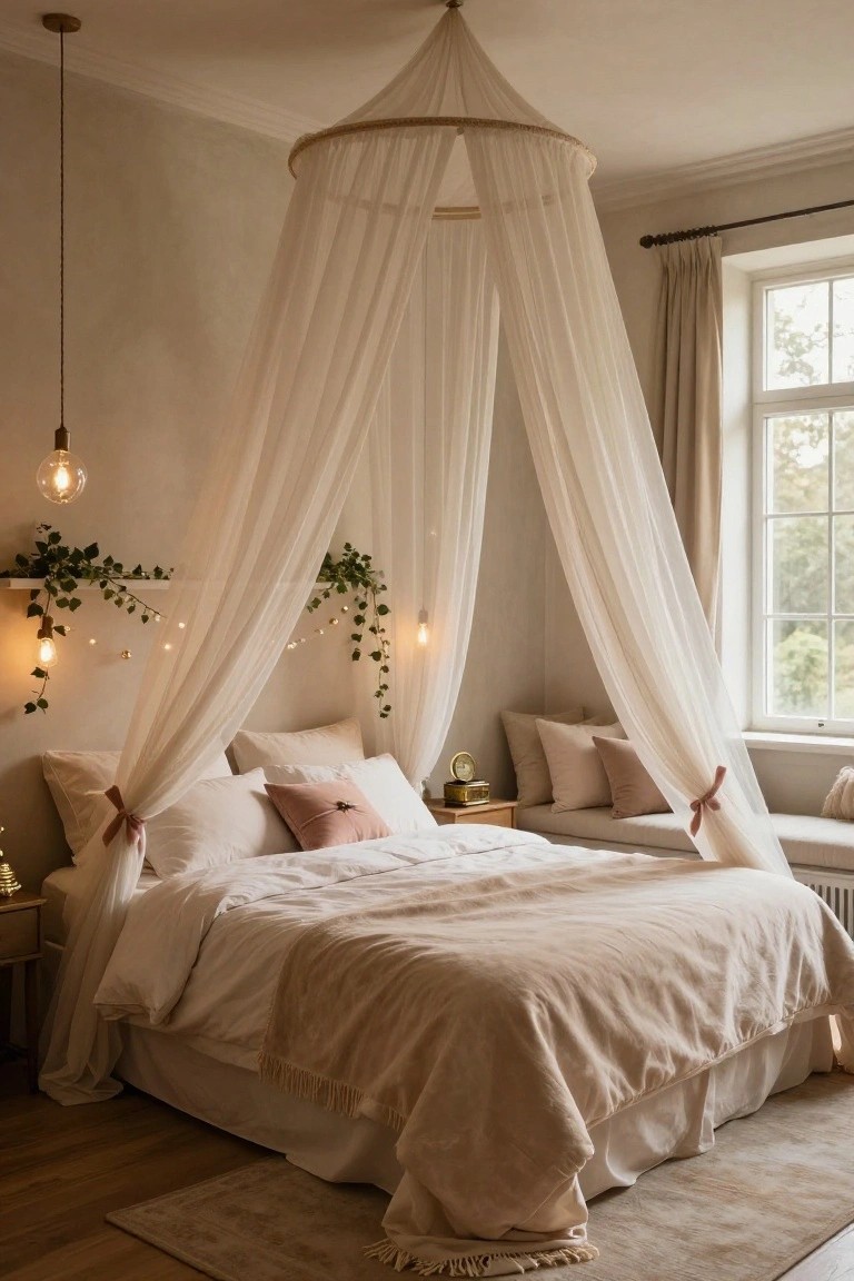 Drape Sheer Fabric Over the Bed