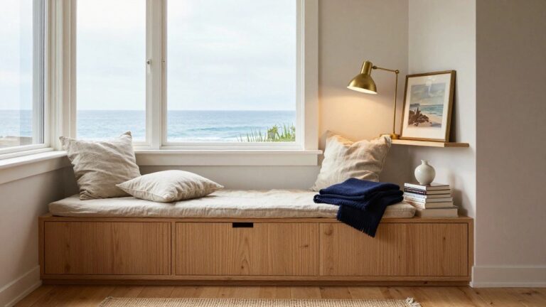 Compact reading nook fitted into a small corner
