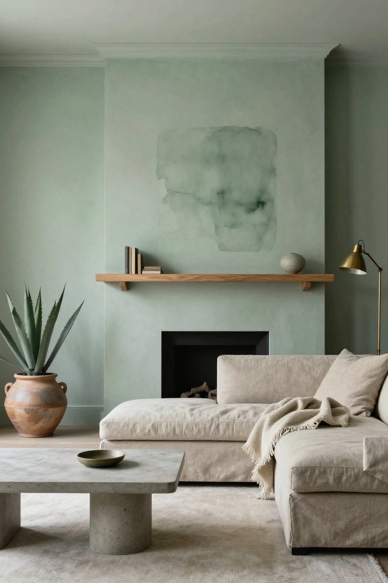 Sage Green Walls for a Restful Living Room