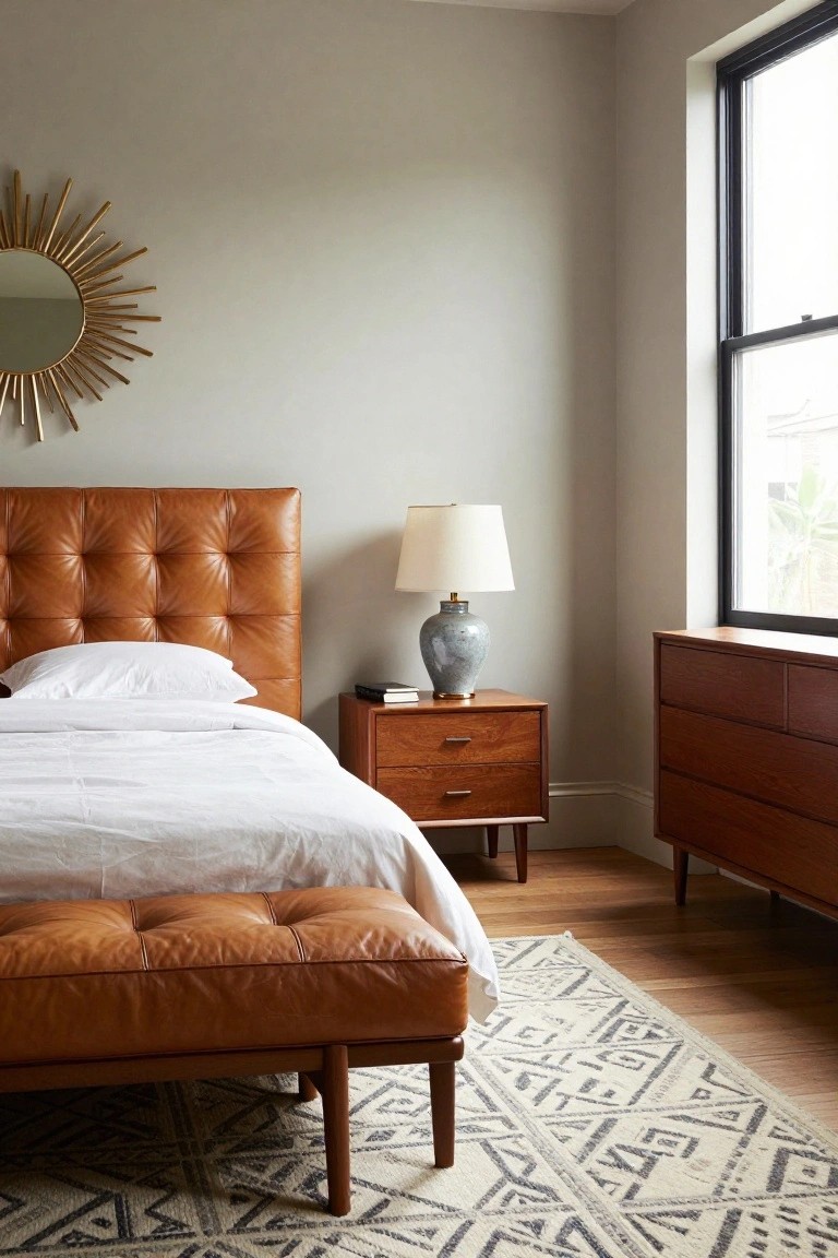 Warm Leather Bed and Bench