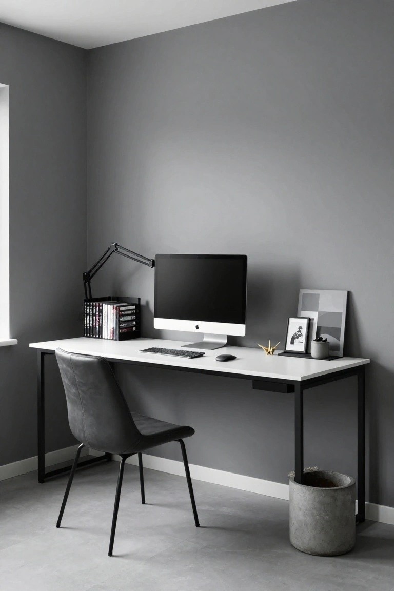 White Desk on Black Metal Legs