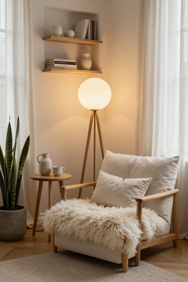 Wooden Tripod Lamp for Soft Reading Light