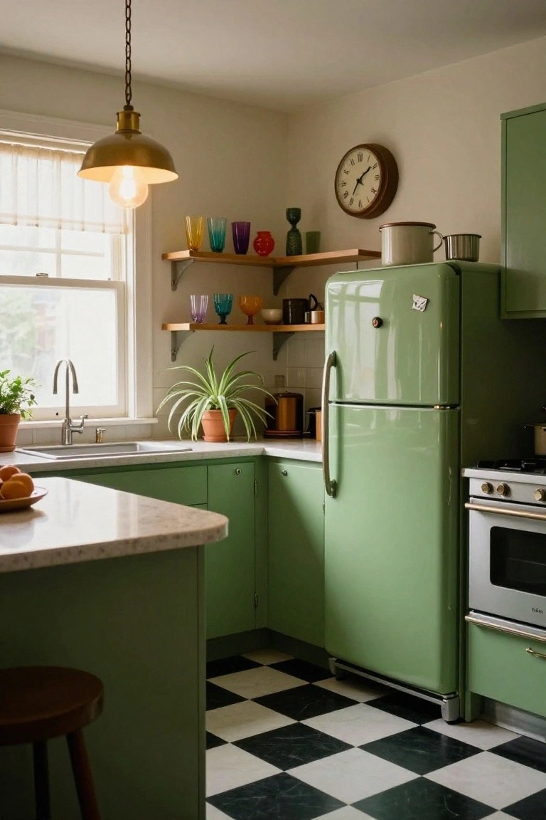 Mint Green Retro Kitchen Cabinets