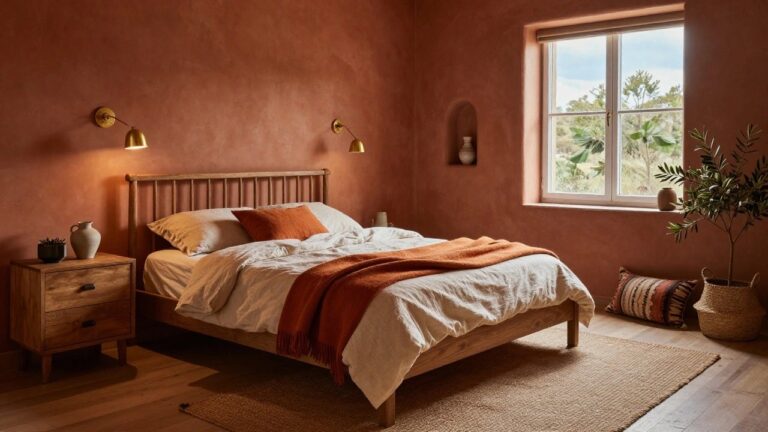Bedroom painted in a warm color