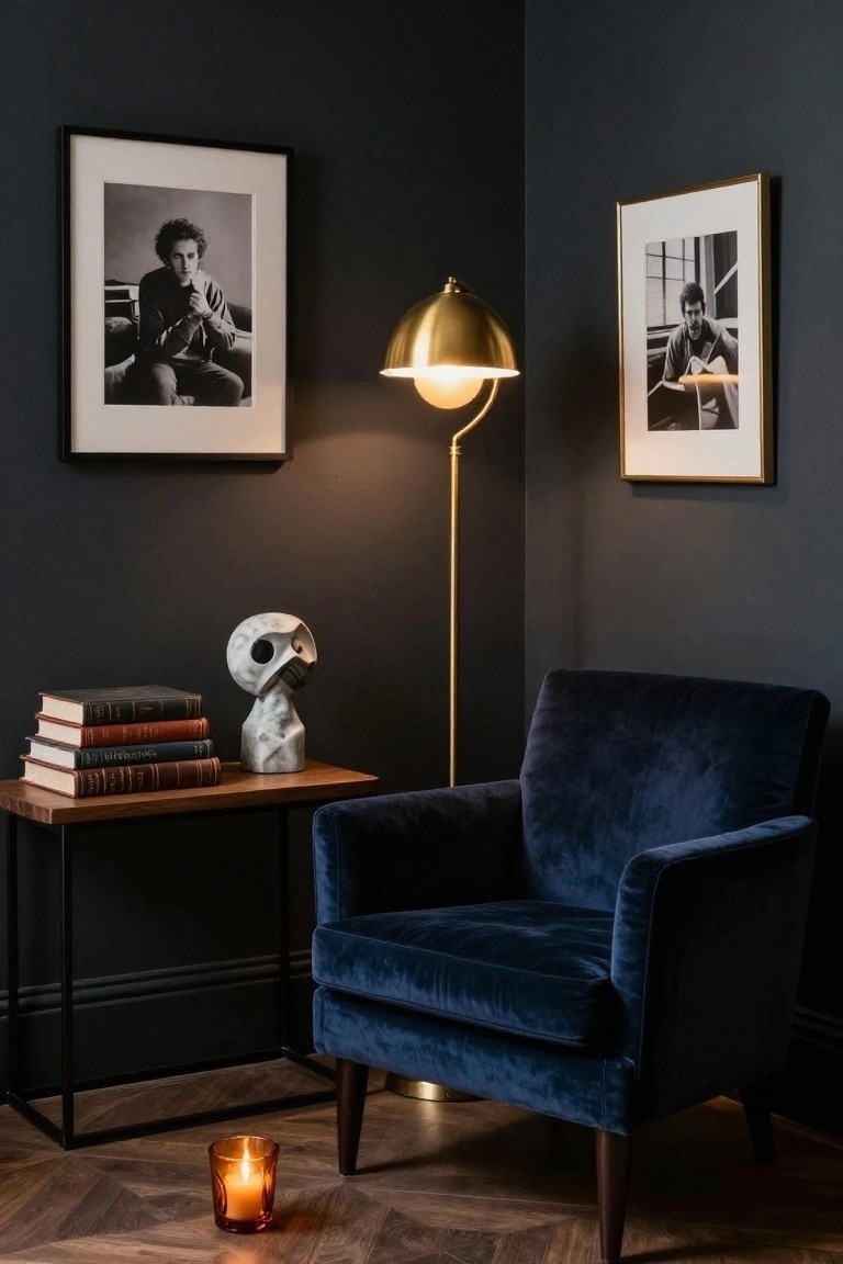 Cozy Dark Corner Reading Nook