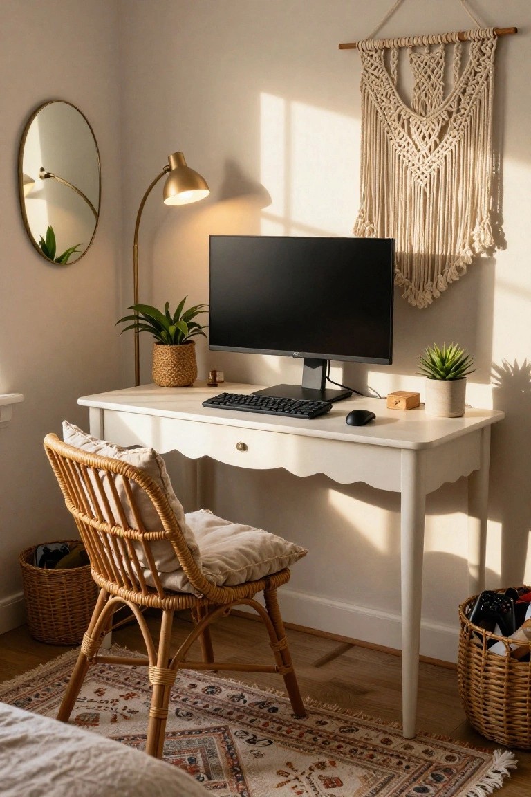 Boho Gamer Desk Setup
