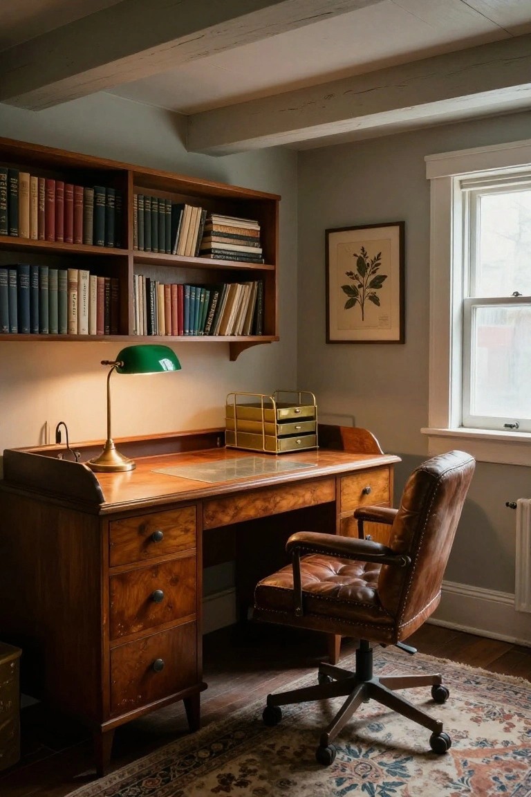 Classic Wooden Desk Setup