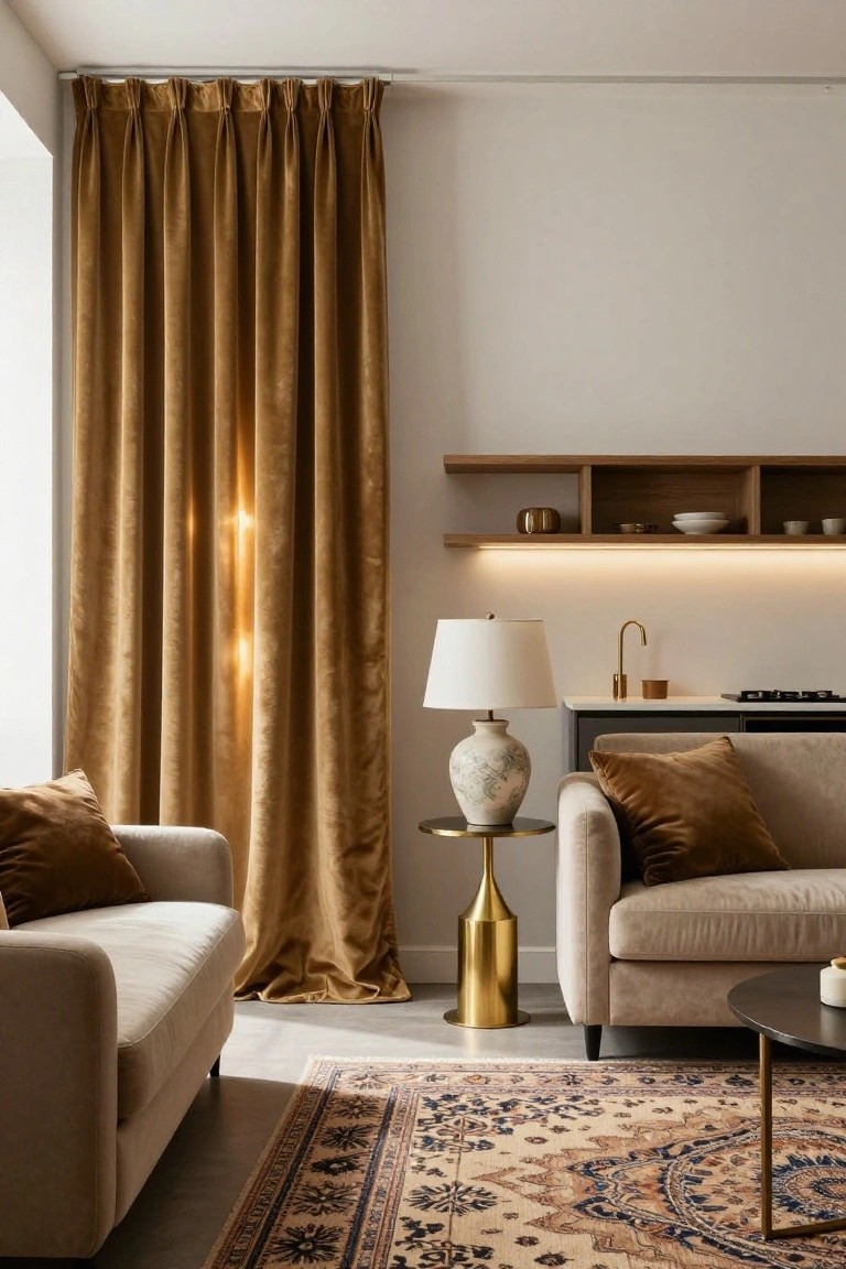 Velvet Curtains Warm Up Neutral Studios