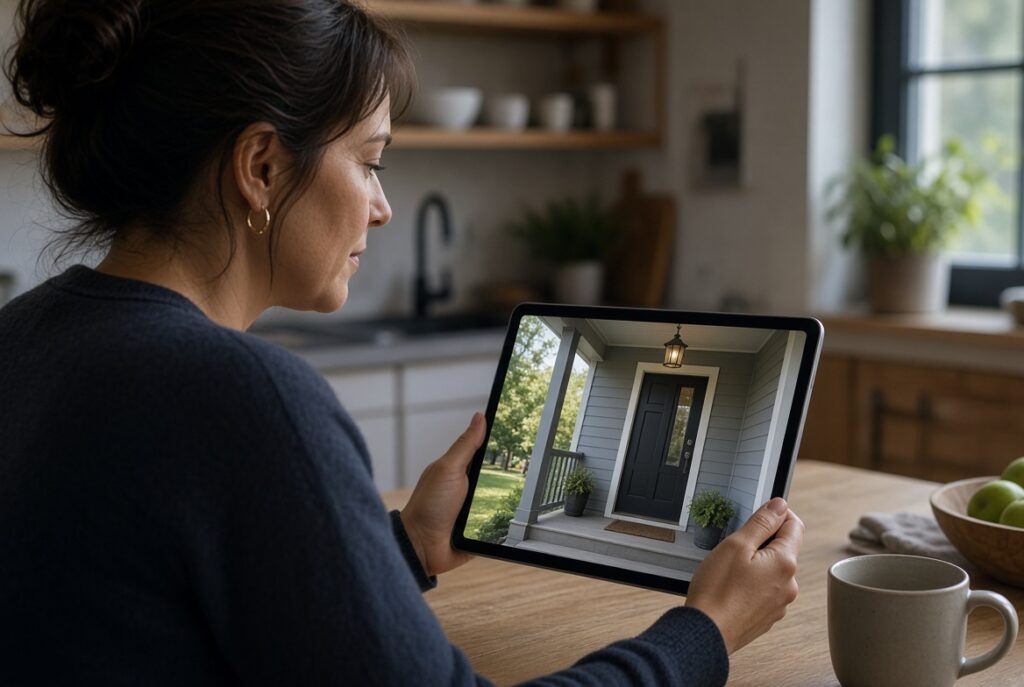 How to Set Up Your WiFi Smart Cloud Camera for Enhanced Home Security Person checking a porch camera view on a tablet
