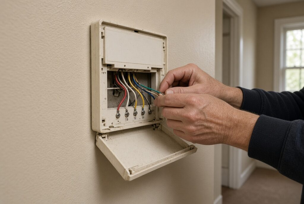 What is a C Wire for Smart Thermostats? A Step-by-Step Guide for Installation Success Open older thermostat showing labeled heating wires