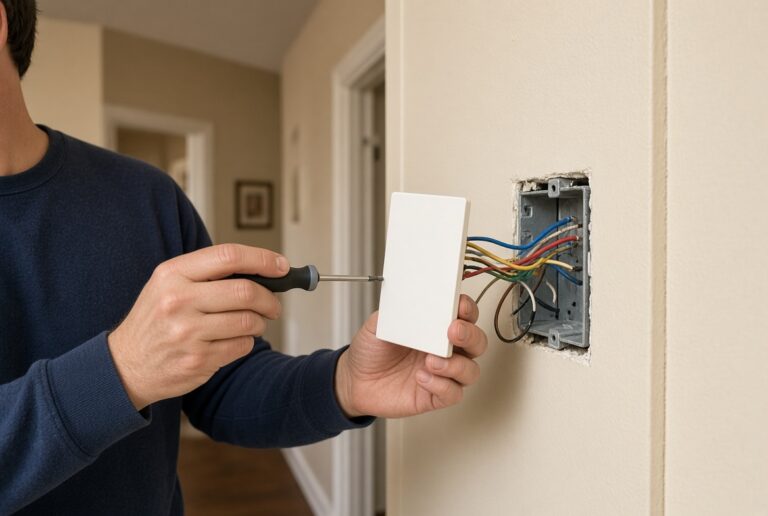 Homeowner removing a thermostat faceplate