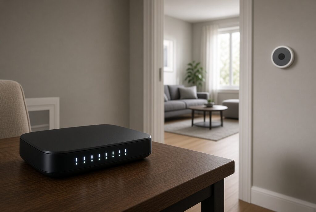 Home router with a wall thermostat in the next room