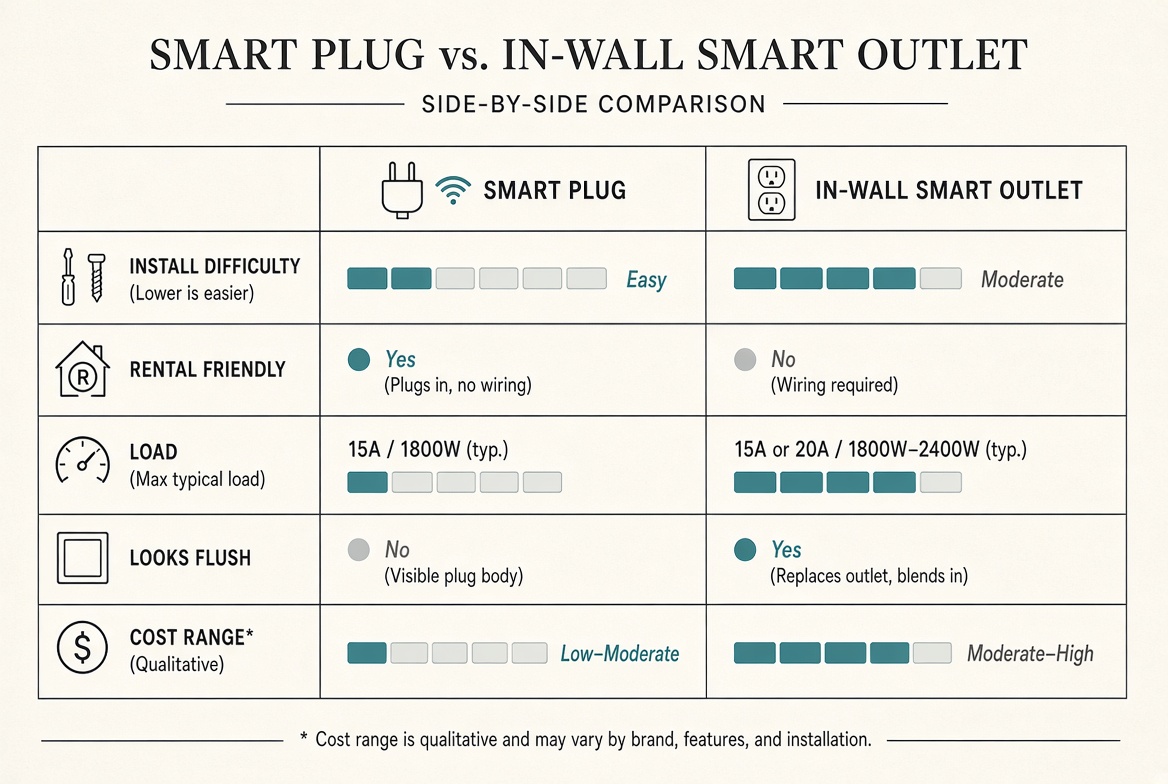 Comparison of a smart plug and an in-wall smart outlet